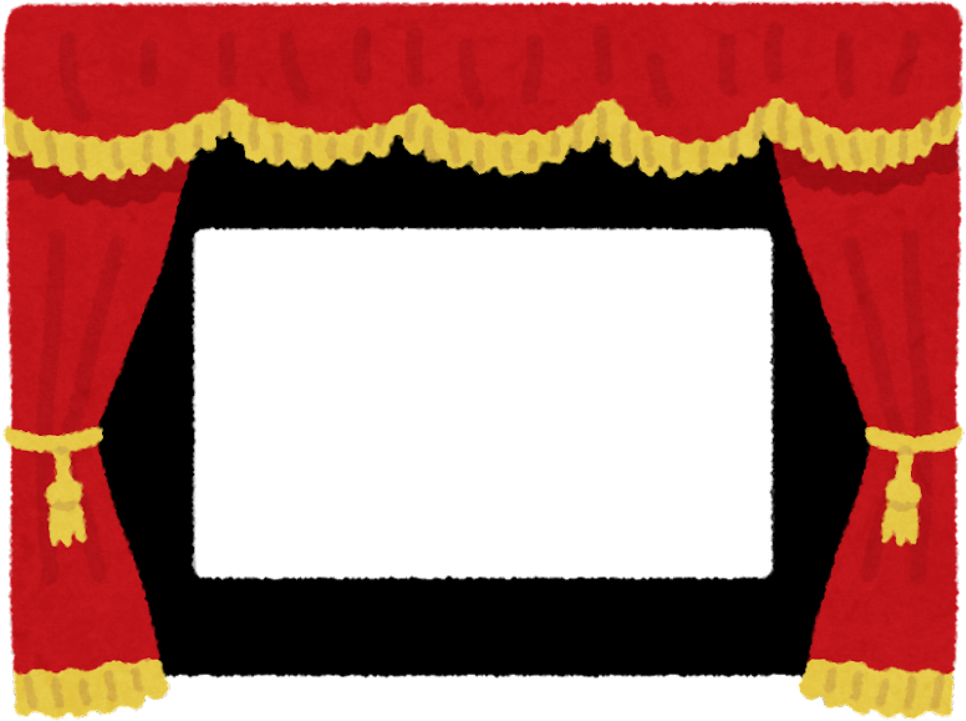 Illustration of Movie Theater Curtain with Blank Screen