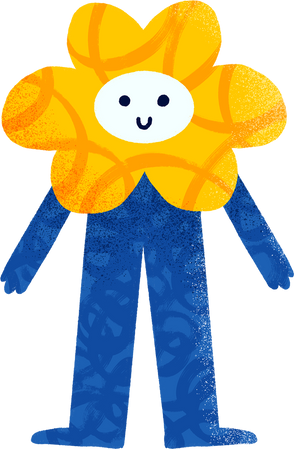 Funny Textured Handdrawn Flower Creature